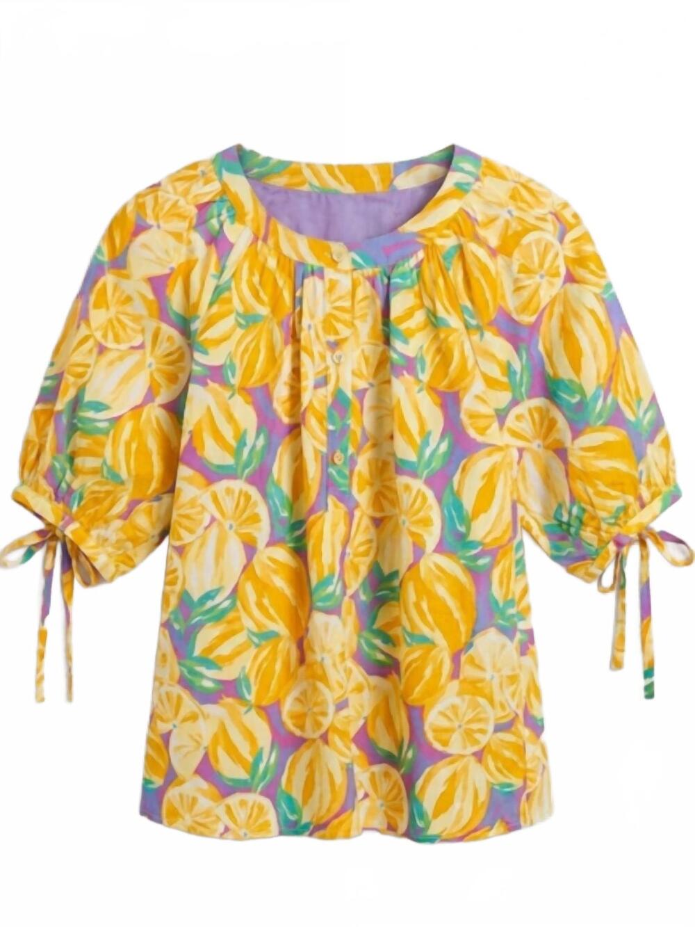 NEW FATE women's fruit print blouse in yellow
